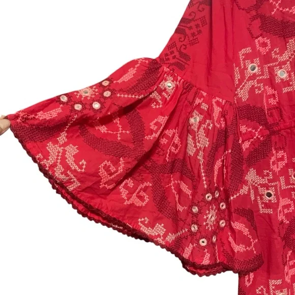 Figue Minette Cross-Stitch Embroidered Midi Dress Size M Festive Occasion